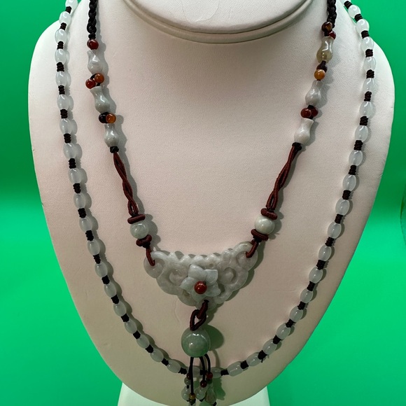Elegant Jade Green Double-strand Necklaces. Each is Adjustable - Picture 1 of 10